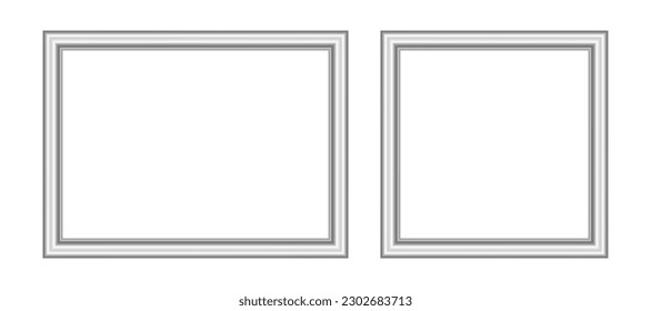 
Fotograma fotográfico gris metálico plateado vacío aislado en la ilustración del vector blanco