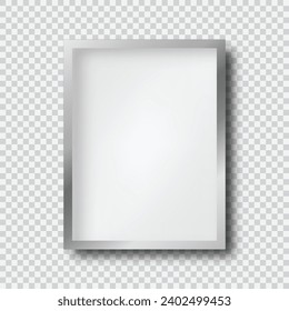 Leeres silbernes Bilderrahmen auf transparentem Hintergrund für Ihr Design, Vektorgrafik