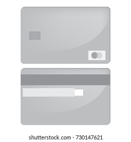 Empty silver plastic credit card for payment in internet.