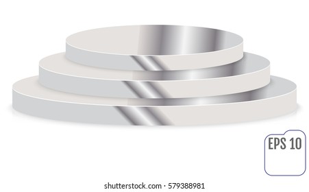 Empty Silver podium for award ceremony, Isolated on white background
