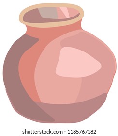 Empty simple clay pot vector graphics