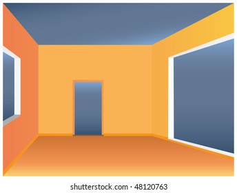 Empty simple living space view. Color vector illustration.