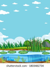 Empty sky in nature scene with swamp illustration