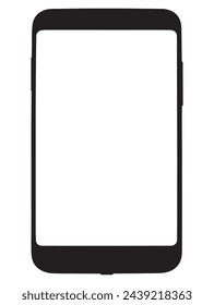 Empty smartphone outline with transparent background. Isolated cell phone front view. Vector illustration.