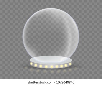 Empty snow ball isolated on transparent background. Vector illustration.