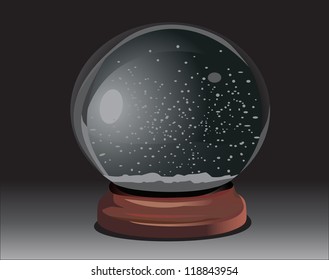 empty snow dome over black background