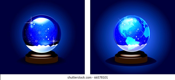 empty snow dome over blue background