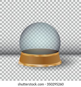 Empty Snow Globe. Big white transparent glass sphere on a stand  