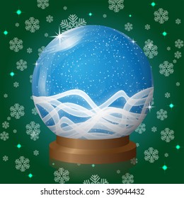 empty snow globe with blizzard retro design. Vector Illustration