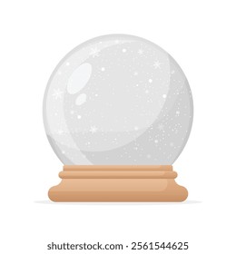 empty snow globe on a stand isolated on white background flat illustration