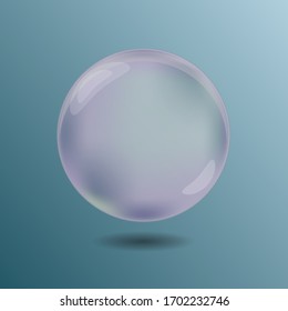 Empty snow globe. Realistic transparent glass sphere vector illustration.Transparent soap or water bubbles.