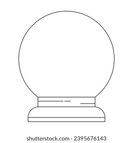 Empty snow globe thin line vector illustration