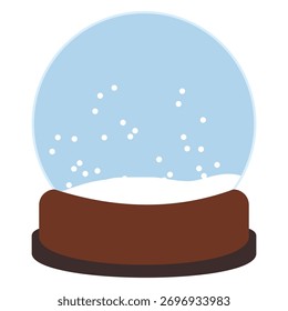 Empty snow globe with a wooden base and falling snow inside. Perfect for Christmas compositions, DIY holiday designs, and winter decoration templates.