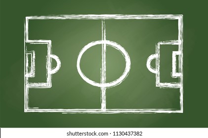 Empty soccer football, foosball field background from top view. Vector stadium, ek or wk. Goal, corner, frame, court, pitch, grass, pictogram or sign. Layout concept School game cup. Playground  logo.