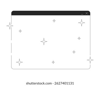 Interface logicielle vide avec un objet ligne 2D scintillant. Esthétique technique. Optimisation des produits brillants. Fenêtre de navigateur scintille élément de contour d'Image vectorielle d'art de clip isolé. Illustration ponctuelle monochrome
