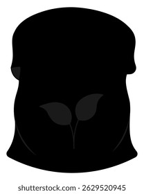 Saco de solo vazio. Saco de turfa. Rebenta com folhas no rótulo. Silhueta. Ilustração vetorial. Fundo branco isolado. Ideia de design da Web.