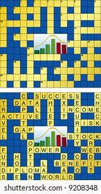 Empty and solved business crossword