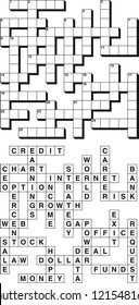 Empty and Solved Business Crossword Puzzle