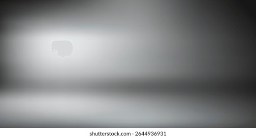 Empty space interior room of gray cement floor with concrete wall background.There was a sun light shining on the left side, on the right is a black shadow.