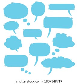 Empty speech blue bubbles for your ideas. Vector illustration. Isolated objects