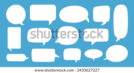 Empty speech bubble. Cartoon text box for message, comic white talk sticker. Doodle speaker comments. Balloon and cloud elements for lettering isolated. Vector set. Shapes for dialog, conversation