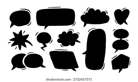 Leere Sprechblasensammlung. Farbenfrohe helle Cartoon-Textbox-Set. Comic Chat Nachricht Ballon Paket für Poster, Label, Tag, Banner, Badge, Aufkleber. Vektor Pop Art Doodle Frame oder Rand Bundle.