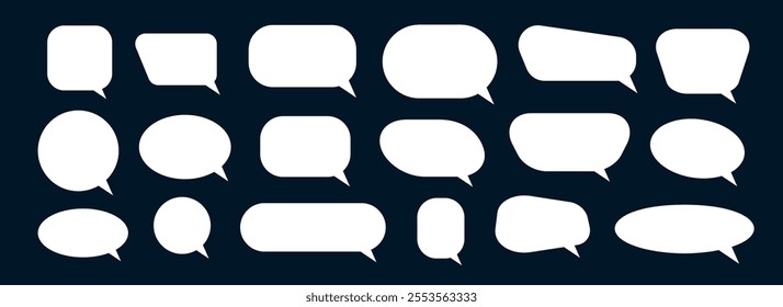 Empty speech bubble collection. White cartoon text box set. Comics chat message balloon pack for poster, label, tag, banner, badge, sticker. Pop art frame or border bundle. Vector illustration