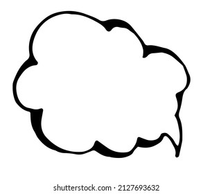 empty speech bubble in the doodle style. hand drawn comic style bubble speech black outline outline line on white background spiral line for design template with empty vector isolated element 