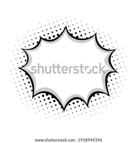 empty speech bubble with dot halftone shadow on white background