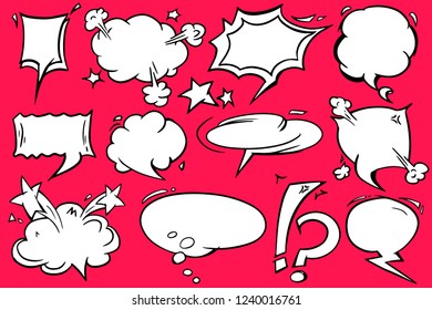 Empty speech bubble graphic design vector in red background. Combination and mix styles of speech icon