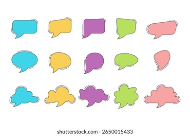 Empty speech bubble icon in flat design. Vector illustration of writing box design with various colors.