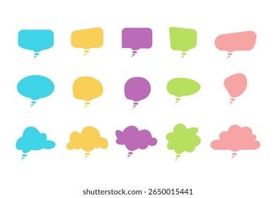 Empty speech bubble icon in flat design. Vector illustration of writing box design with various colors.