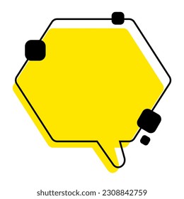 Leere Sprachblase im Stil von Memphis. Moderne gelbe Symbole für Web- und mobile Apps. Vektorgrafik einzeln auf weißem Hintergrund.