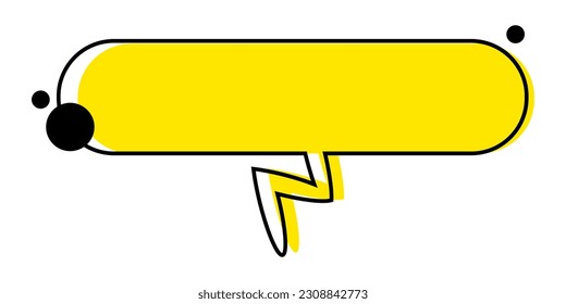 Empty speech bubble in memphis style. Modern yellow icons for web and mobile apps. Vector illustration isolated on white background.