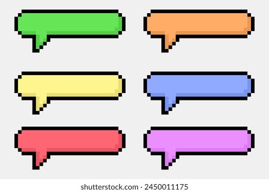 Conjunto de píxeles de burbuja de voz vacía. Comix burbujas de 8 bits para el desarrollo de juegos, App móvil. Conjunto de colección del juego retro 8 bit línea pixel discurso burbuja