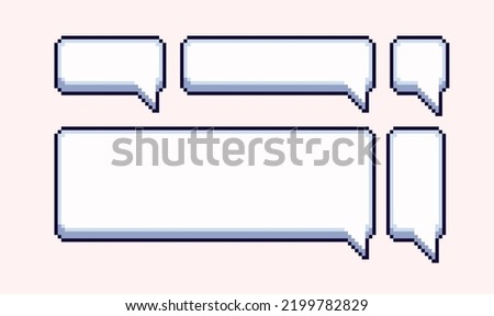 Empty speech bubble pixel art set. Geometric message shapes collection. Communication box. Dialogue cloud.  8 bit sprite. Game development, mobile app.  Isolated vector illustration.