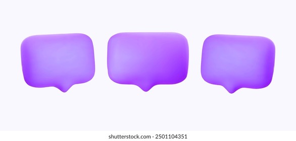 Empty speech bubble set for various text. Ideal for adding prices, greetings, or announcements. 3D vector graphics.
