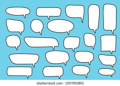 Empty Speech bubble, text balloon hand drawing. For text communication. Vector.