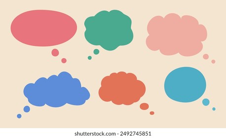 Empty speech bubbles with editable stroke illustrations set on beige background. Speech balloons templates for communication vector icons bundle