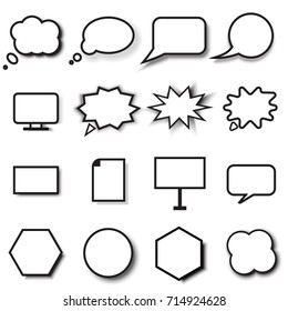 Empty speech bubbles icons for text free space. Vector eps 10.