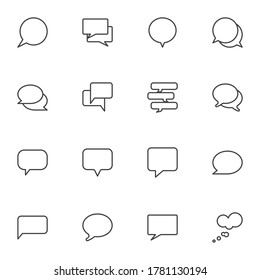 Empty speech bubbles line icons set, outline vector symbol collection, linear style pictogram pack. Signs, logo illustration. Set includes icons as dialog conversation, chat message, forum comment