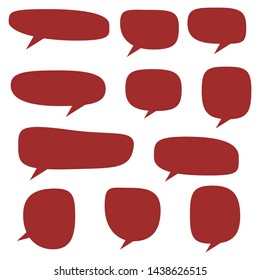 empty speech bubbles set with different shape; blank red cartoon chat box for add talk or words isolated white on background. vector illustration 