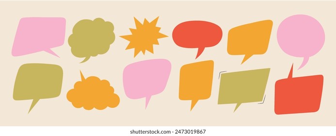 Empty speech bubbles and thinking sign symbols. Vector illustration.