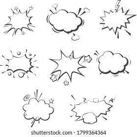nubes de voz vacías, cómics en blanco y negro suenan burbujas, 