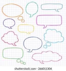 Empty speech color bubbles. Vector illustration.