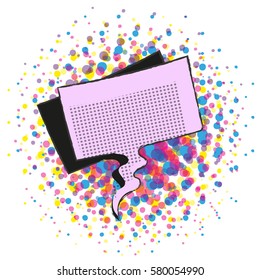 Empty speech rectangular bubble on halftone background vector