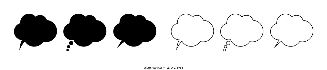 Iconos vacíos del discurso y de la burbuja del pensamiento para el chat y la comunicación