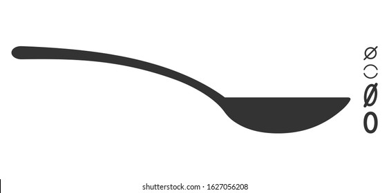 Empty spoon icon. Illustration contains vector flat empty spoon pictogram isolated on a white background, and bonus icons.