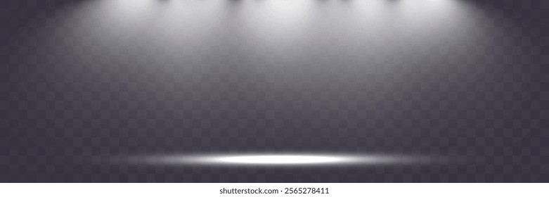 	
Empty spotlight stage with dark gradient background and bright beams of light illuminating the center. Suitable for presentations, performances, or dramatic effects.