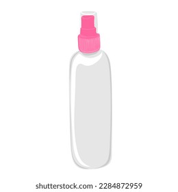 Empty spray bottle. Cosmetic bottle with dispenser for hair or skin care product. Hand drawn vector illustration